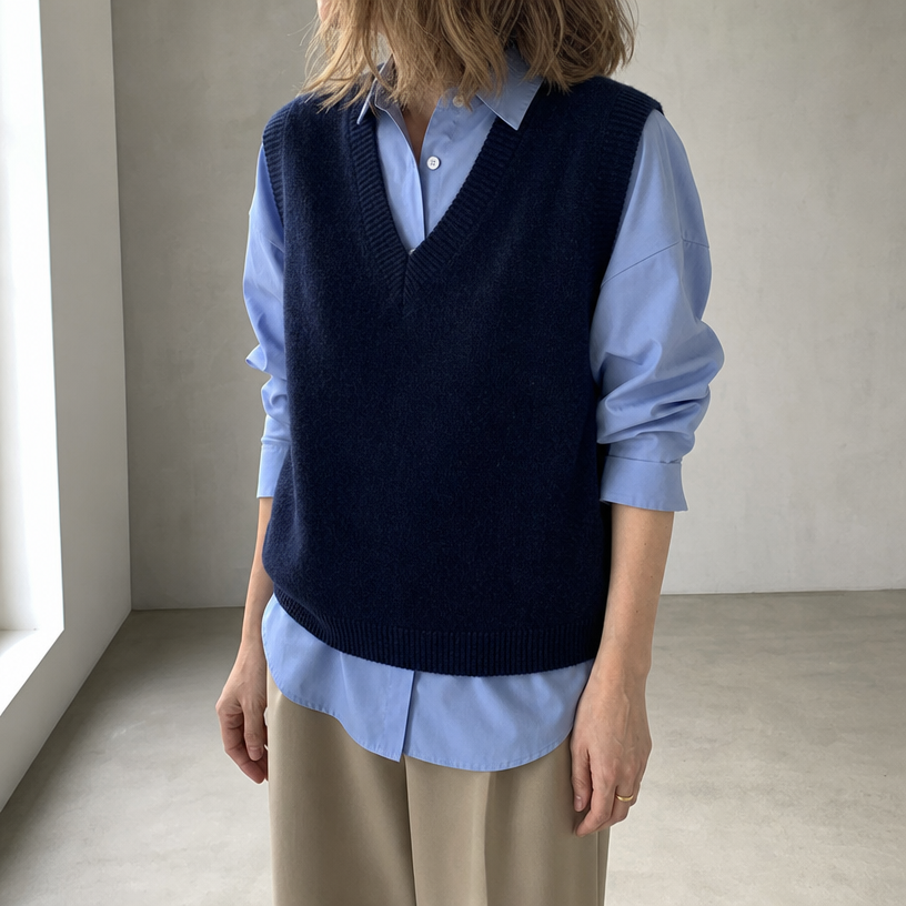 Comfortable Women's V-Neck Knit Vest with a Chic, Sophisticated Everyday Look