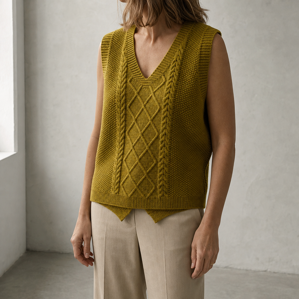 Comfortable Women's V-Neck Cable Vest for Effortless Everyday Elegance