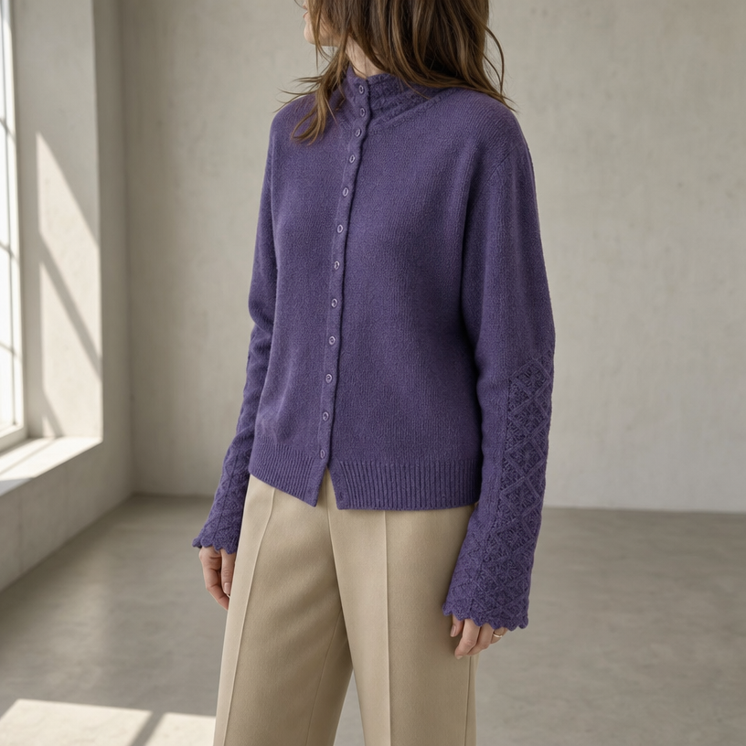 Stylish Mandarin Collar Cardigan for Women with a Refined and Modern Appeal