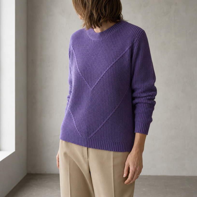 Elegant Women's Chevron Knit Pullover for Effortless Everyday Style and Comfort