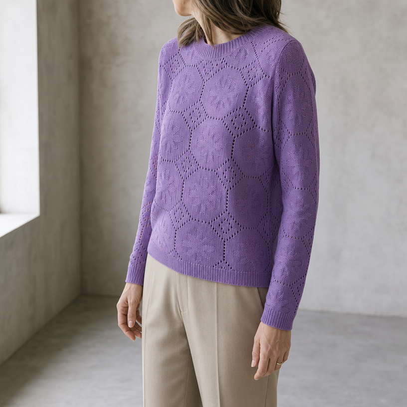 Stylish Women's Crewneck Lace Pullover for Everyday Wear and Special Occasions