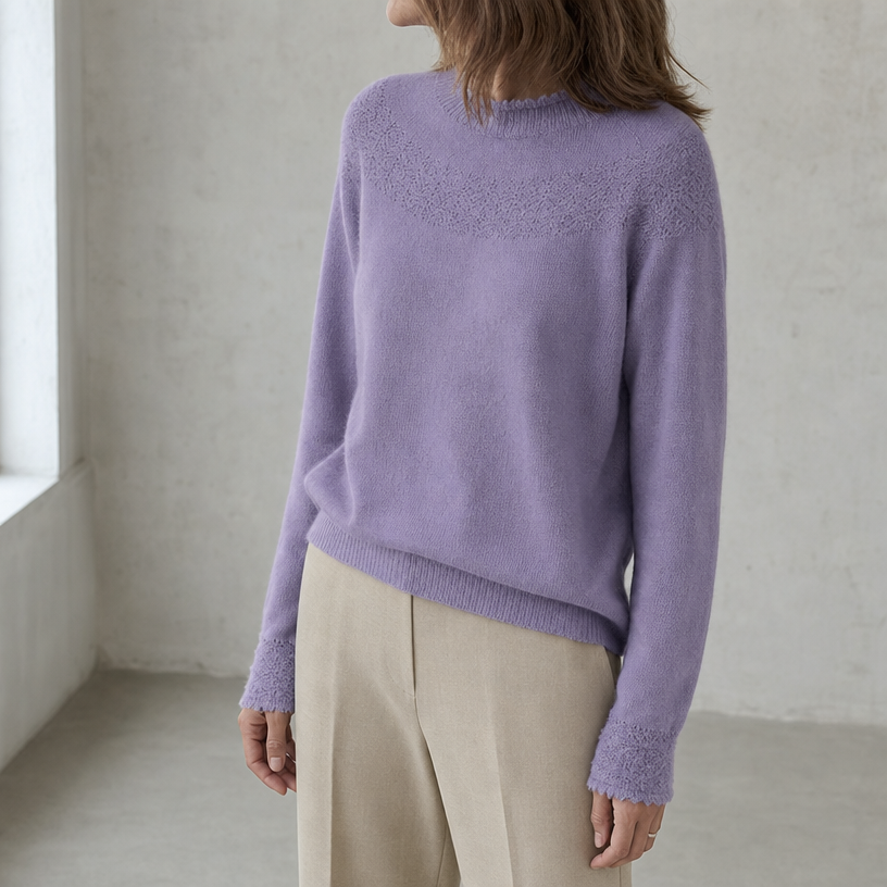 Stylish Women's Mock Neck Yoke Pullover for Everyday Wear and Special Occasions