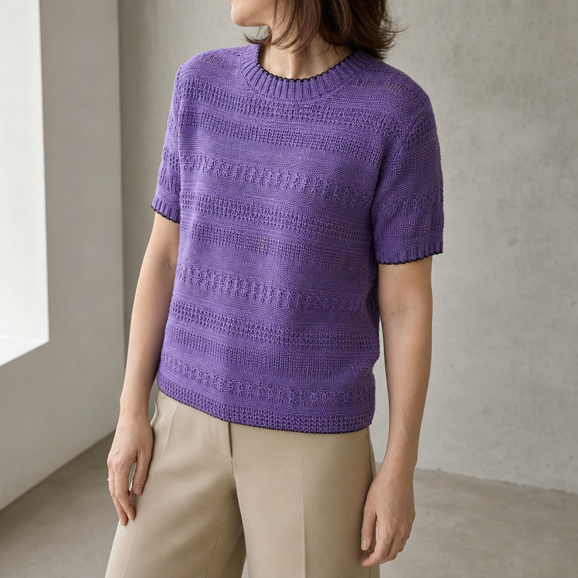 Comfortable Women's Eyelet Knit Pullover with a Chic, Sophisticated Everyday Look