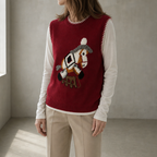 Stylish Horse Intarsia Vest for Women with a Refined and Modern Appeal