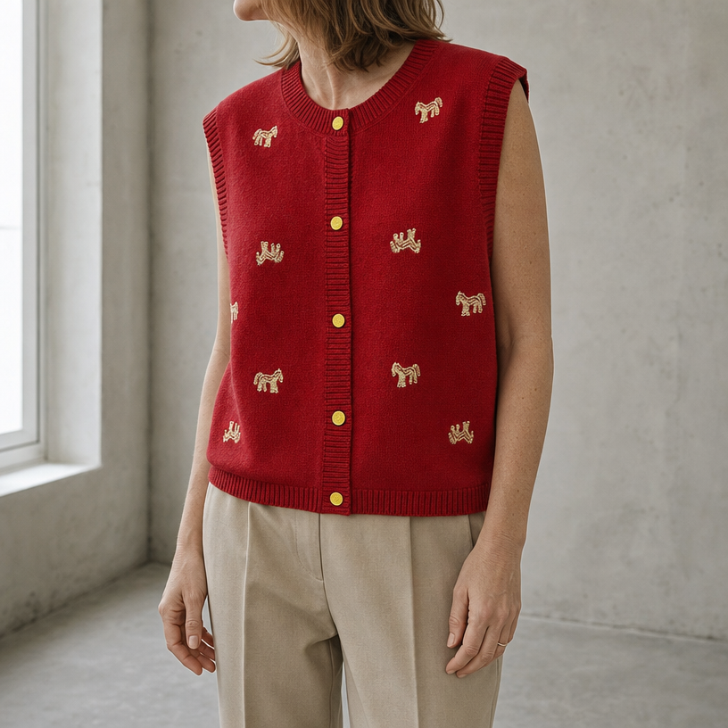 Elegant Button-Front Knit Vest for Women with a Modern, Timeless Design