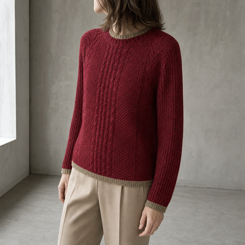 Elegant Raglan Cable Pullover for Women with a Modern, Timeless Design