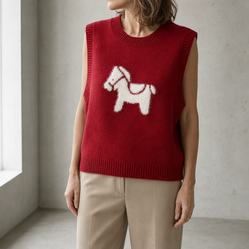 Stylish Women's Horse Motif Vest for Everyday Wear and Special Occasions