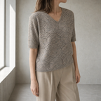 Comfortable Women's V-Neck Eyelet Pullover for Effortless Everyday Elegance