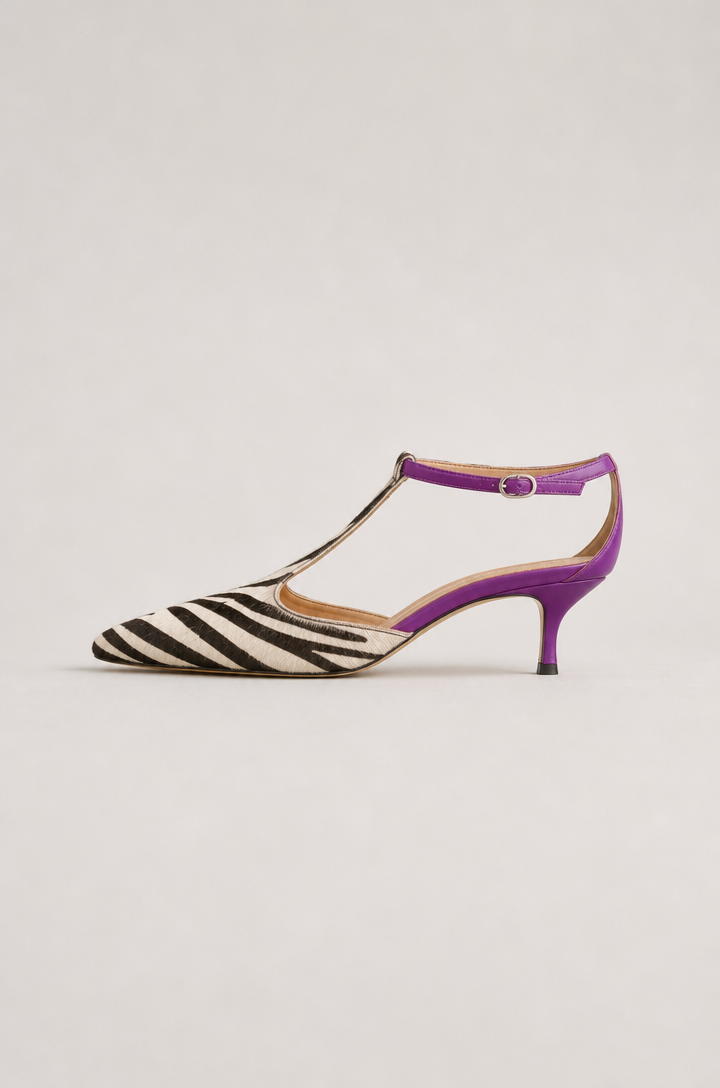 Elegant Women's Zebra T-Strap Pumps for Effortless Everyday Style and Comfort