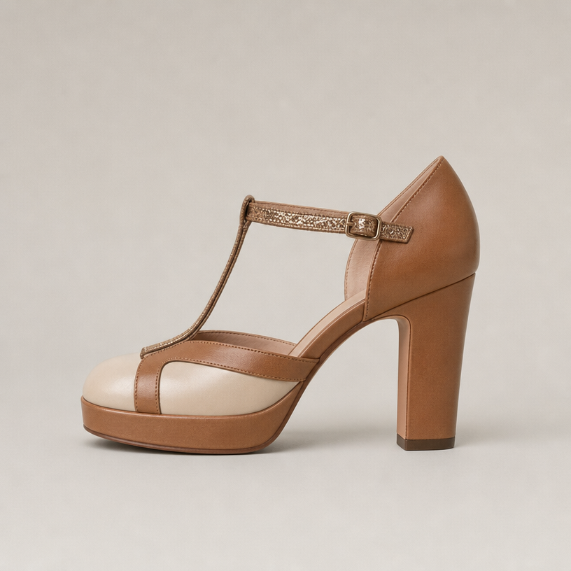 Elegant Women's Platform T-Strap Pumps for Effortless Everyday Style and Comfort
