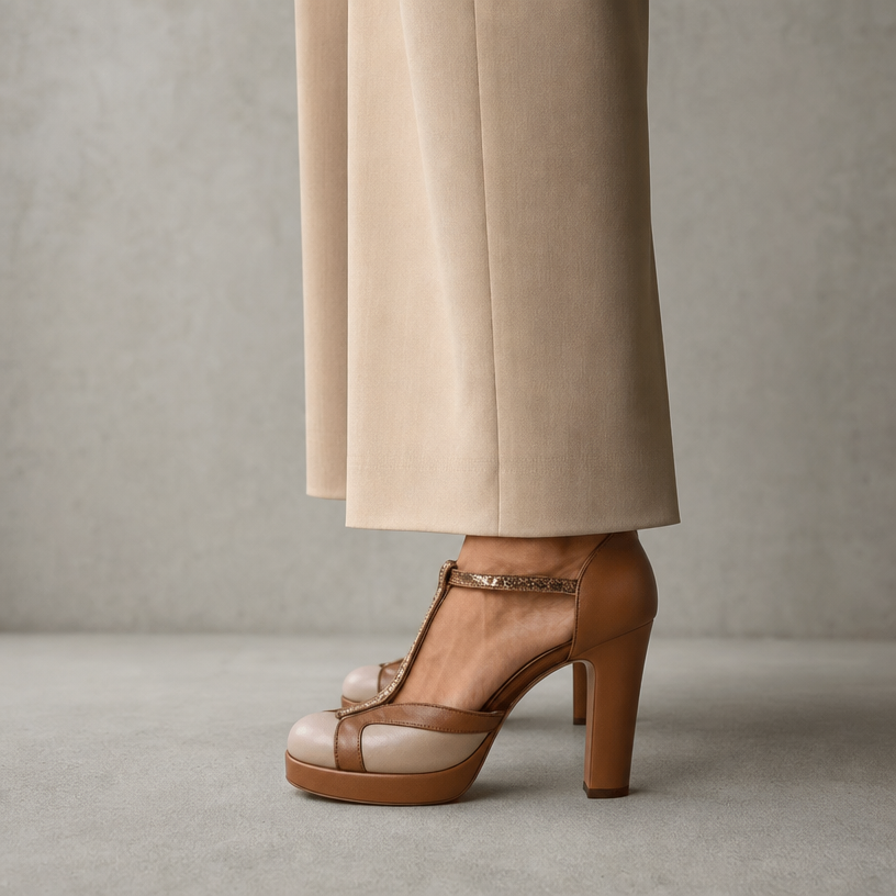 Elegant Women's Platform T-Strap Pumps for Effortless Everyday Style and Comfort