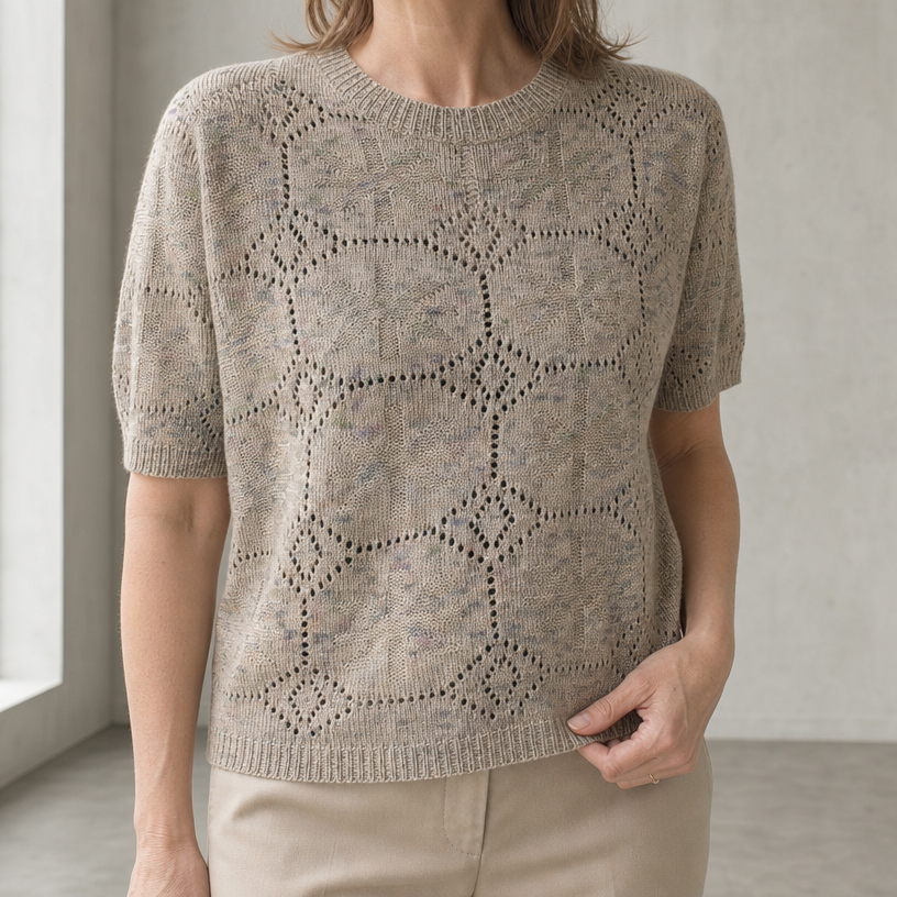 Comfortable Honeycomb Eyelet Pullover for Women with an Effortlessly Chic Style