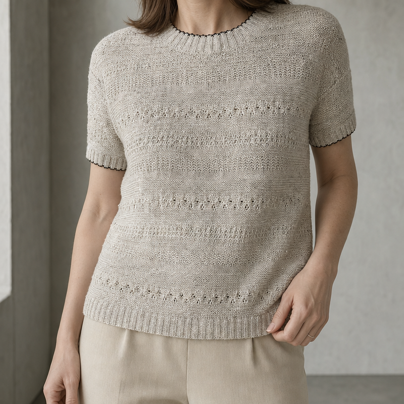 Comfortable Women's Eyelet Knit Pullover with a Chic, Sophisticated Everyday Look