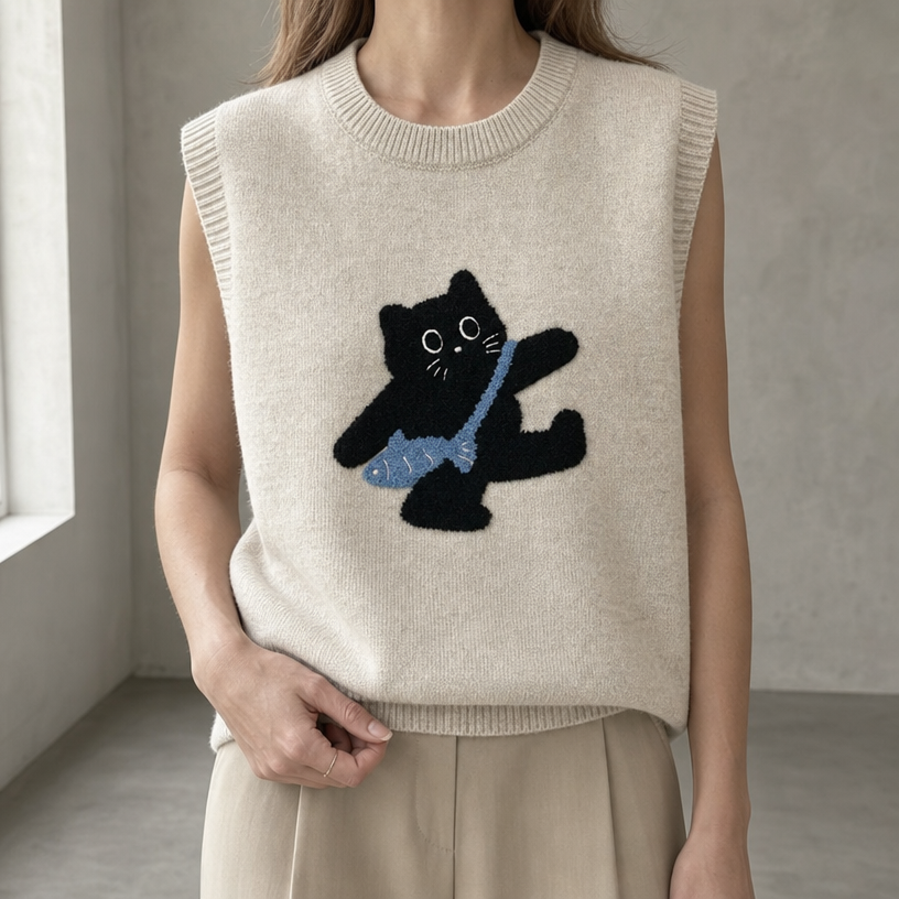 Elegant Women's Crewneck Knit Vest for Effortless Everyday Style and Comfort