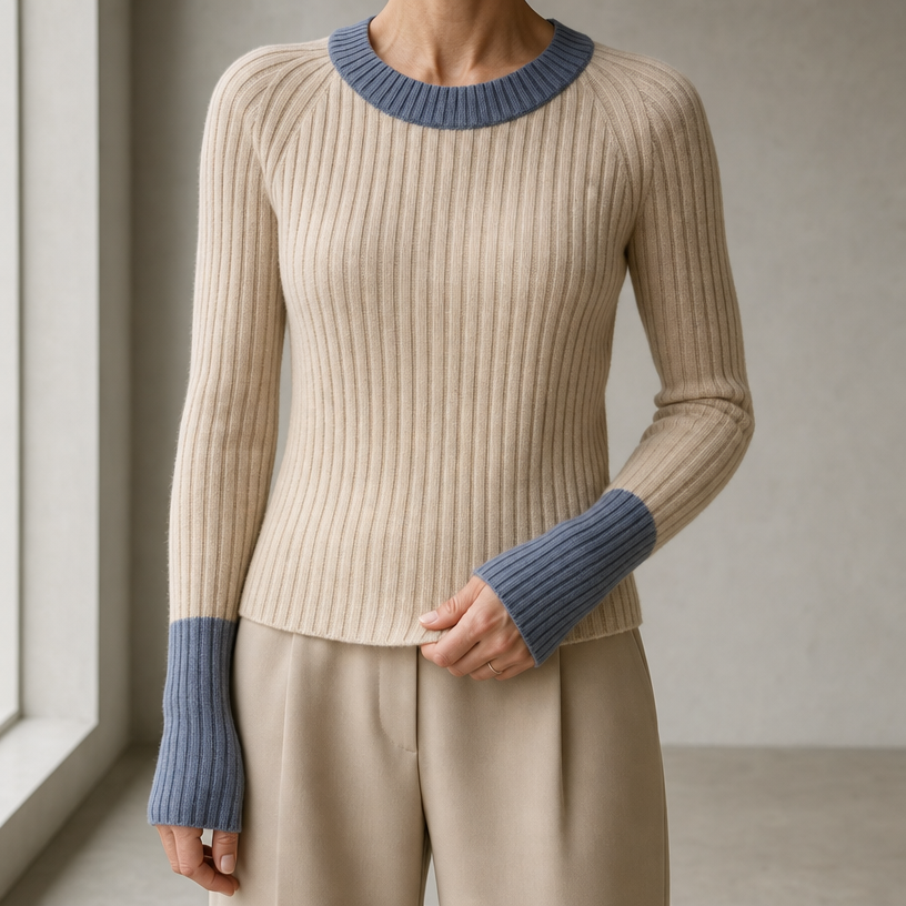 Elegant Women's Ribbed Thumbhole Pullover for a Sophisticated, Polished Everyday Look
