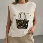 Elegant Women's Crewneck Intarsia Vest for Effortless Everyday Style and Comfort