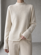Elegant Jacquard Mock Neck Pullover for Women with a Modern, Timeless Design