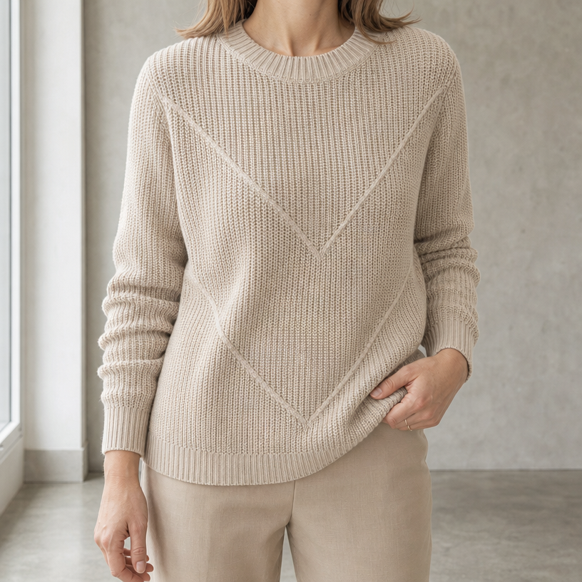 Elegant Women's Chevron Knit Pullover for Effortless Everyday Style and Comfort