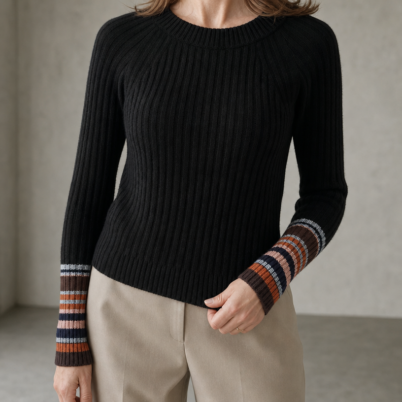 Elegant Women's Ribbed Thumbhole Pullover for a Sophisticated, Polished Everyday Look