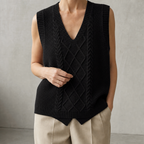 Comfortable Women's V-Neck Cable Vest for Effortless Everyday Elegance