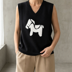 Comfortable Horse Motif Vest for Women with an Effortlessly Chic Style