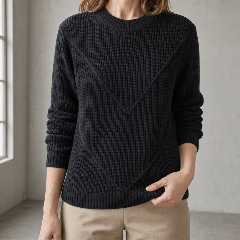 Elegant Women's Chevron Knit Pullover for Effortless Everyday Style and Comfort