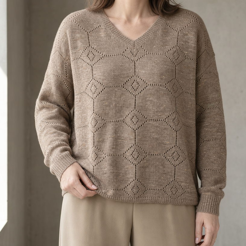 Elegant Women's V-Neck Lace Pullover for a Sophisticated, Polished Everyday Look