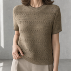 Comfortable Women's Eyelet Knit Pullover with a Chic, Sophisticated Everyday Look