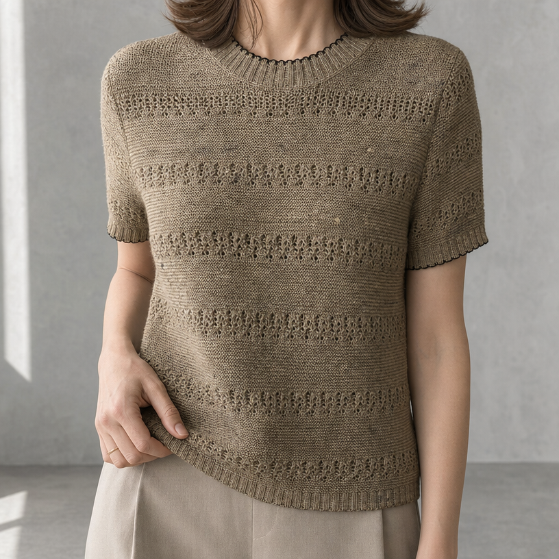 Comfortable Women's Eyelet Knit Pullover with a Chic, Sophisticated Everyday Look