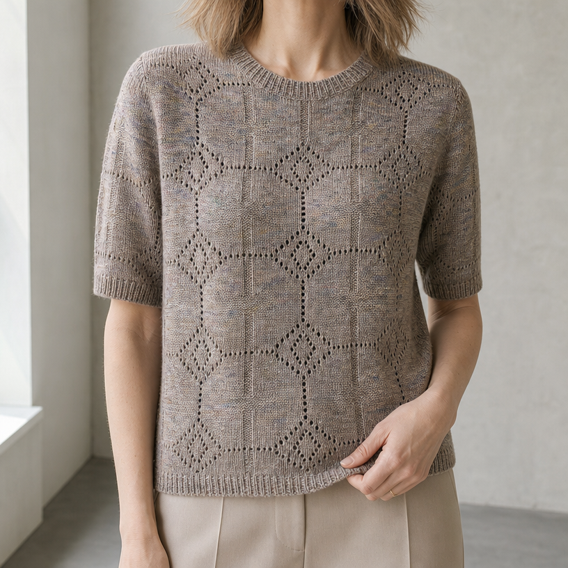 Comfortable Honeycomb Eyelet Pullover for Women with an Effortlessly Chic Style