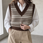 Elegant Women's Cropped Fair Isle Vest for Effortless Everyday Style and Comfort