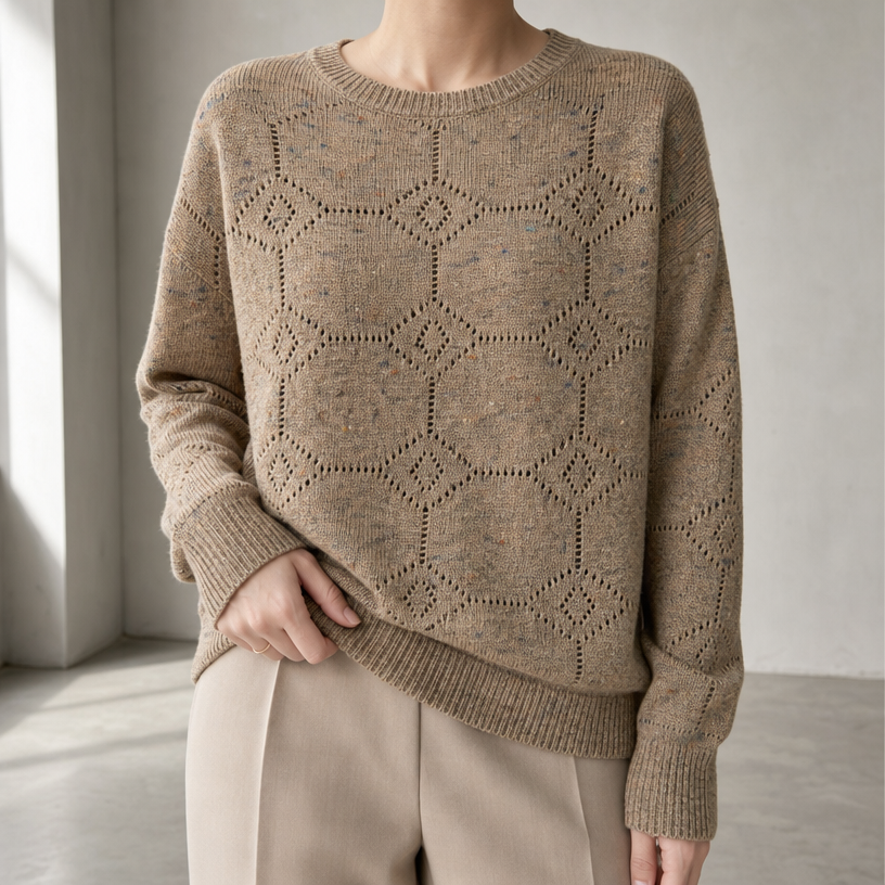 Elegant Women's Eyelet Lace Pullover for Effortless Everyday Style and Comfort