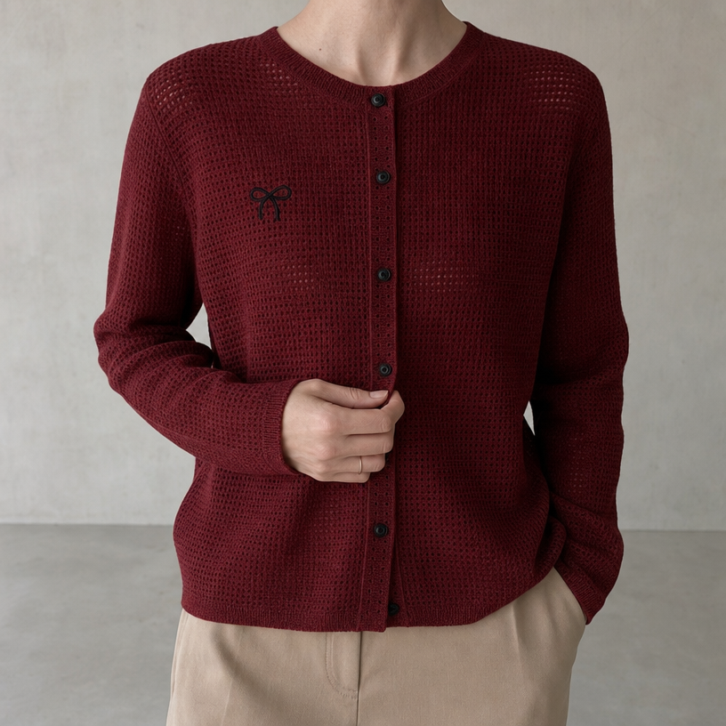 Elegant Women's Waffle Knit Cardigan for a Sophisticated, Polished Everyday Look