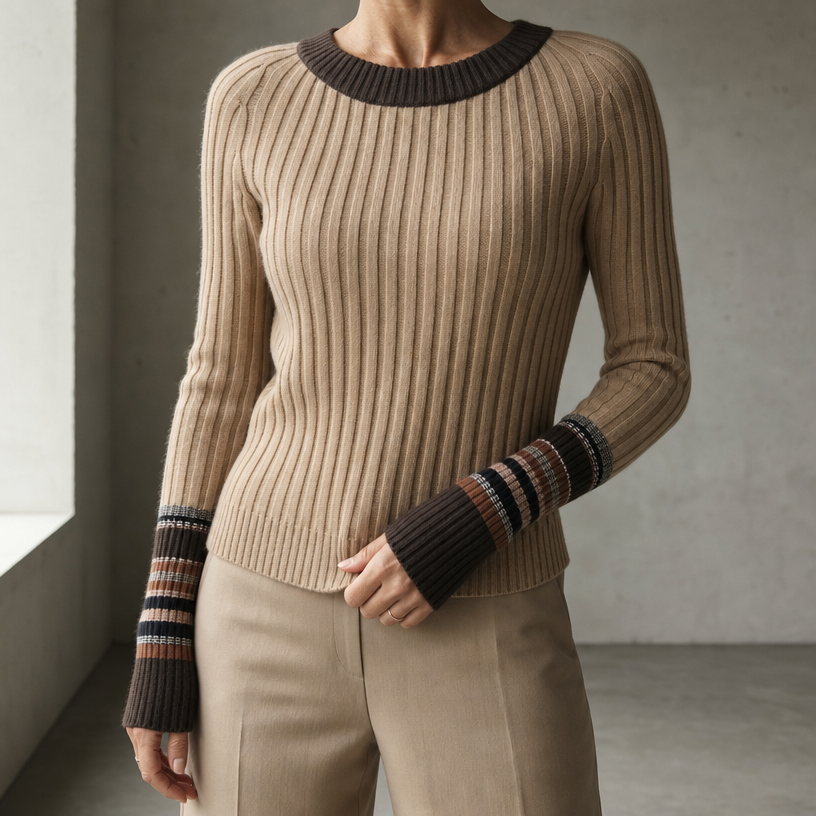 Elegant Women's Ribbed Thumbhole Pullover for a Sophisticated, Polished Everyday Look