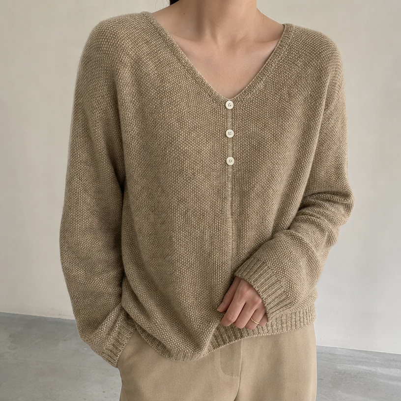 Stylish Women's V-Neck Button Pullover Designed for All-Day Comfort and Ease