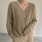 Stylish Women's V-Neck Button Pullover Designed for All-Day Comfort and Ease