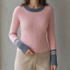 Elegant Women's Ribbed Thumbhole Pullover for a Sophisticated, Polished Everyday Look