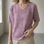 Comfortable Women's V-Neck Eyelet Pullover for Effortless Everyday Elegance