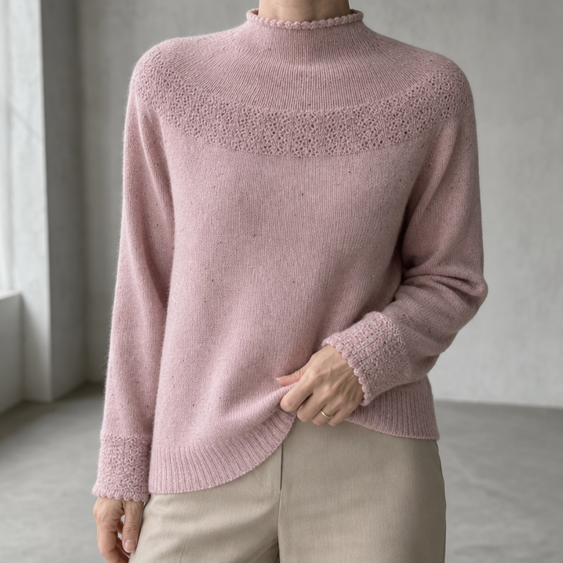 Stylish Women's Mock Neck Yoke Pullover for Everyday Wear and Special Occasions