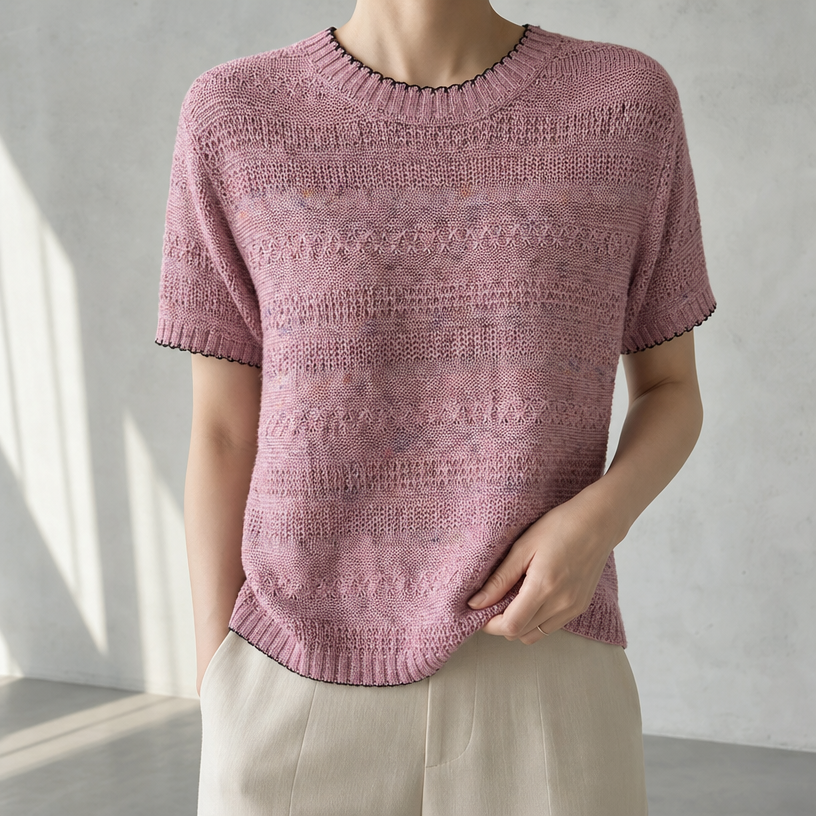 Comfortable Women's Eyelet Knit Pullover with a Chic, Sophisticated Everyday Look