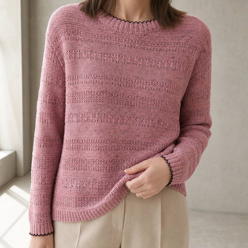 Stylish Women's Eyelet Stripe Pullover for Everyday Wear and Special Occasions