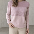 Elegant Women's Colorblock Crew Pullover for a Sophisticated, Polished Everyday Look