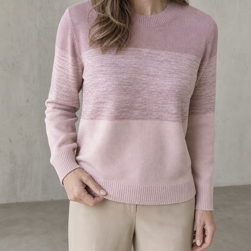 Elegant Women's Colorblock Crew Pullover for a Sophisticated, Polished Everyday Look