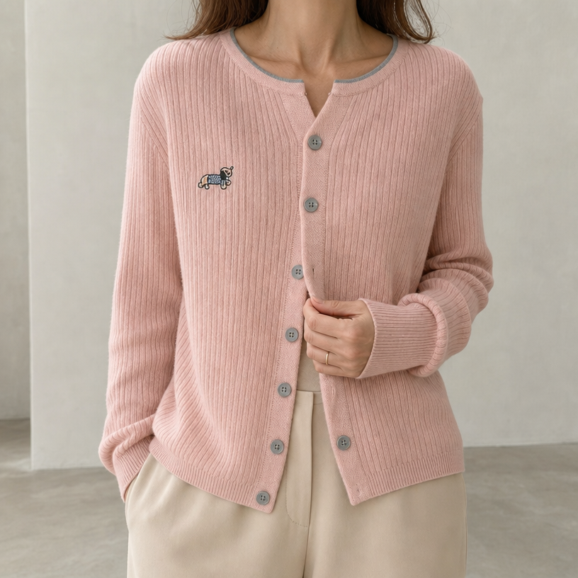 Comfortable Women's Embroidered Crewneck Cardigan with a Chic, Sophisticated Everyday Look