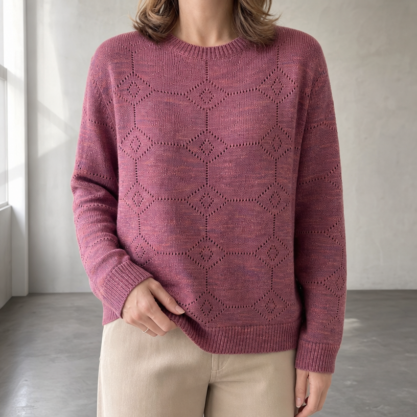 Elegant Women's Eyelet Lace Pullover for Effortless Everyday Style and Comfort