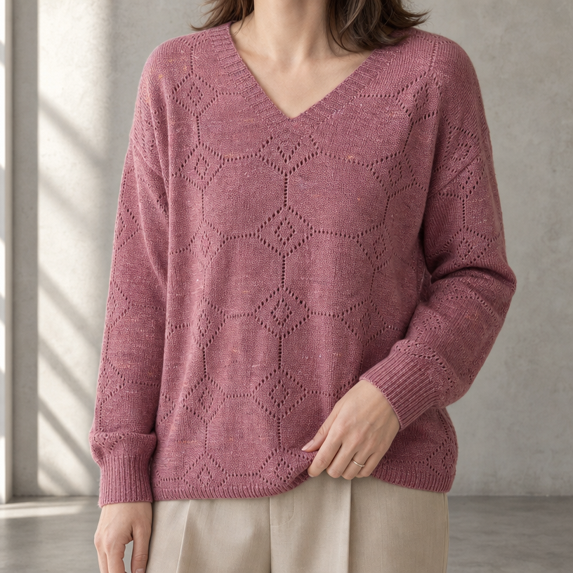 Elegant Women's V-Neck Lace Pullover for a Sophisticated, Polished Everyday Look