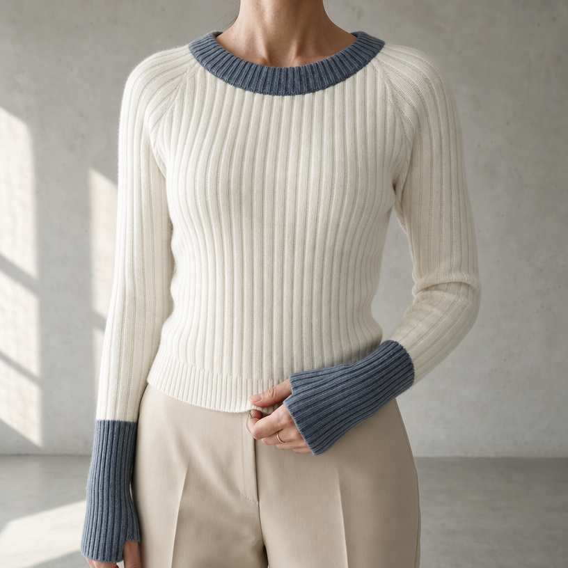 Elegant Women's Ribbed Thumbhole Pullover for a Sophisticated, Polished Everyday Look
