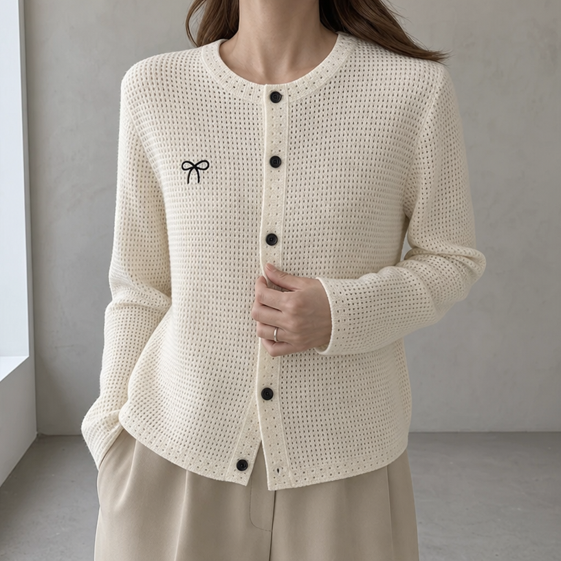 Elegant Women's Waffle Knit Cardigan for a Sophisticated, Polished Everyday Look