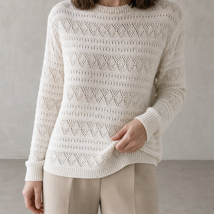 Elegant Pointelle Knit Pullover for Women Designed for Modern Everyday Style