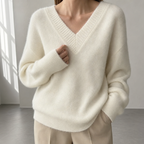 Stylish Women's Ribbed V-Neck Pullover for Everyday Wear and Special Occasions